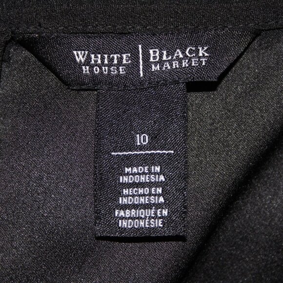 White House BM Top Sz 10 Black Hi Lo Zipper Poly Rayon Top - Picture 9 of 14